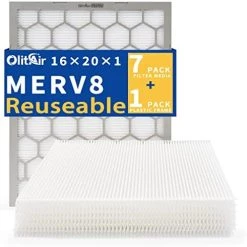 OlitAir 16x25x1 MERV 8 Air Filter,AC Furnace Air Filter,Reusable ABS Plastic Frame, 7 Pack Replaceable Filter Media (Actual Size: 15 3/4" X 24 3/4" X 3/4") 20 OlitAir 16x25x1 MERV 8 Air Filter,AC Furnace Air Filter,Reusable ABS Plastic Frame, 7 Pack Replaceable Filter Media (Actual Size: 15 3/4" X 24 3/4" X 3/4") -Air Filter Store 41hekXubtL. AC