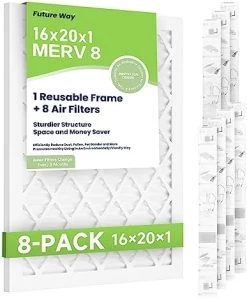 Future Way 16x20x1 Air Filter, MERV 8, MPR 700, Assembly Kit With 1 Reusable ABS Frame & 8 Filters For AC Furnace, Actual Size: 15-11/16 X 19-11/16 X 3/4 Inch 10 Future Way 16x20x1 Air Filter, MERV 8, MPR 700, Assembly Kit With 1 Reusable ABS Frame & 8 Filters For AC Furnace, Actual Size: 15-11/16 X 19-11/16 X 3/4 Inch -Air Filter Store 41pDfQZQtL. AC