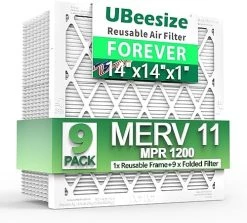 UBeesize Reusable Air Filter 20x20x1 (9-Pack), MERV 11 MPR 1200 AC/HVAC Furnace Filters,Deep Pleated Air Clean (Actual Size 19.5" X 19.5" X 0.8"),1x Reusable ABS Frame+9 X Inner Filter,Breathe Fresher 19 UBeesize Reusable Air Filter 20x20x1 (9-Pack), MERV 11 MPR 1200 AC/HVAC Furnace Filters,Deep Pleated Air Clean (Actual Size 19.5" X 19.5" X 0.8"),1x Reusable ABS Frame+9 X Inner Filter,Breathe Fresher -Air Filter Store 51 4KEpZCwL. AC