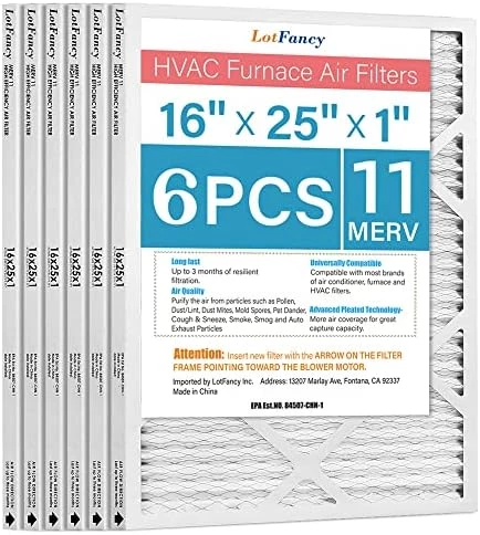 LotFancy 20x25x1 Air Filters, MERV 13 AC Furnace Filters, 6 Pack Pleated Air Conditioner HVAC Filters (Actual Size: 19.75 X 24.75 X 0.75 Inches) 13 LotFancy 20x25x1 Air Filters, MERV 13 AC Furnace Filters, 6 Pack Pleated Air Conditioner HVAC Filters (Actual Size: 19.75 X 24.75 X 0.75 Inches) - Image 13