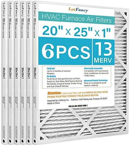 LotFancy 20x25x1 Air Filters, MERV 13 AC Furnace Filters, 6 Pack Pleated Air Conditioner HVAC Filters (Actual Size: 19.75 X 24.75 X 0.75 Inches) 8 LotFancy 20x25x1 Air Filters, MERV 13 AC Furnace Filters, 6 Pack Pleated Air Conditioner HVAC Filters (Actual Size: 19.75 X 24.75 X 0.75 Inches) - Image 8