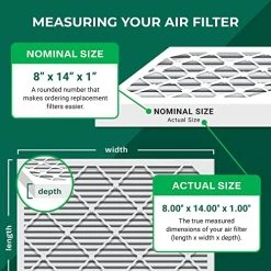 Filterbuy 8x14x1 Air Filter MERV 8 Dust Defense (6-Pack), Pleated HVAC AC Furnace Air Filters Replacement (Actual Size: 8.00 X 14.00 X 1.00 Inches)