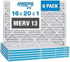 Aerostar 16x20x1 MERV 13 Pleated Air Filter, AC Furnace Air Filter, 6 Pack (Actual Size: 15 3/4"x 19 3/4" X 3/4") -Air Filter Store 51ISWik lcL. AC