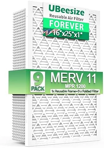 UBeesize Reusable Air Filter 20x20x1 (9-Pack), MERV 11 MPR 1200 AC/HVAC Furnace Filters,Deep Pleated Air Clean (Actual Size 19.5" X 19.5" X 0.8"),1x Reusable ABS Frame+9 X Inner Filter,Breathe Fresher 12 UBeesize Reusable Air Filter 20x20x1 (9-Pack), MERV 11 MPR 1200 AC/HVAC Furnace Filters,Deep Pleated Air Clean (Actual Size 19.5" X 19.5" X 0.8"),1x Reusable ABS Frame+9 X Inner Filter,Breathe Fresher - Image 12