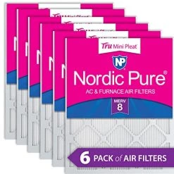 Nordic Pure 15x20x1 (14 1/2 X 19 1/2 X 3/4) Tru Mini Pleat MERV 8 AC Furnace Air Filters 6 Pack