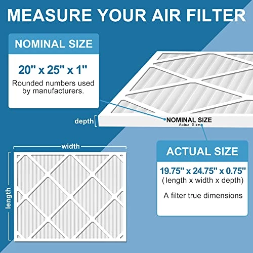 LotFancy 20x25x1 Air Filters, MERV 13 AC Furnace Filters, 6 Pack Pleated Air Conditioner HVAC Filters (Actual Size: 19.75 X 24.75 X 0.75 Inches) 2 LotFancy 20x25x1 Air Filters, MERV 13 AC Furnace Filters, 6 Pack Pleated Air Conditioner HVAC Filters (Actual Size: 19.75 X 24.75 X 0.75 Inches) - Image 2