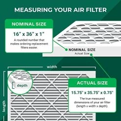 Filterbuy 16x36x1 Air Filter MERV 8 Dust Defense (3-Pack), Pleated HVAC AC Furnace Air Filters Replacement (Actual Size: 15.75 X 35.75 X 0.75 Inches)