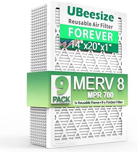 UBeesize Reusable Air Filter 20x20x1 (9-Pack), MERV 13 MPR 1800 AC/HVAC Furnace Filters,Deep Pleated Air Cleaner, (Actual Size 19.5" X 19.5" X 0.8"),1x Reusable ABS Frame+9 X Filter,Breathe Fresher 7 UBeesize Reusable Air Filter 20x20x1 (9-Pack), MERV 13 MPR 1800 AC/HVAC Furnace Filters,Deep Pleated Air Cleaner, (Actual Size 19.5" X 19.5" X 0.8"),1x Reusable ABS Frame+9 X Filter,Breathe Fresher - Image 7