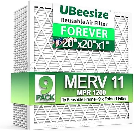 UBeesize Reusable Air Filter 20x20x1 (9-Pack), MERV 11 MPR 1200 AC/HVAC Furnace Filters,Deep Pleated Air Clean (Actual Size 19.5" X 19.5" X 0.8"),1x Reusable ABS Frame+9 X Inner Filter,Breathe Fresher 9 UBeesize Reusable Air Filter 20x20x1 (9-Pack), MERV 11 MPR 1200 AC/HVAC Furnace Filters,Deep Pleated Air Clean (Actual Size 19.5" X 19.5" X 0.8"),1x Reusable ABS Frame+9 X Inner Filter,Breathe Fresher - Image 9