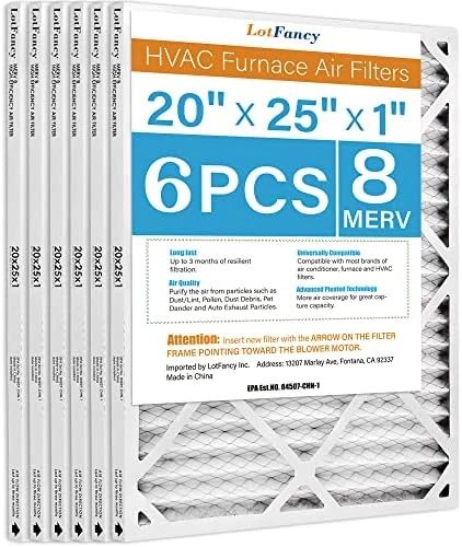 LotFancy 20x25x1 Air Filters, MERV 13 AC Furnace Filters, 6 Pack Pleated Air Conditioner HVAC Filters (Actual Size: 19.75 X 24.75 X 0.75 Inches) 12 LotFancy 20x25x1 Air Filters, MERV 13 AC Furnace Filters, 6 Pack Pleated Air Conditioner HVAC Filters (Actual Size: 19.75 X 24.75 X 0.75 Inches) - Image 12