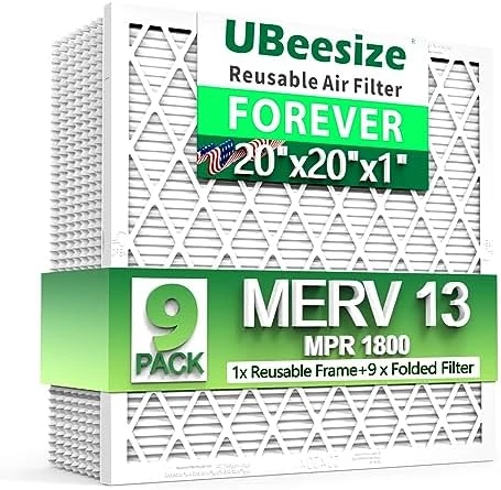 UBeesize Reusable Air Filter 20x20x1 (9-Pack), MERV 13 MPR 1800 AC/HVAC Furnace Filters,Deep Pleated Air Cleaner, (Actual Size 19.5" X 19.5" X 0.8"),1x Reusable ABS Frame+9 X Filter,Breathe Fresher 12 UBeesize Reusable Air Filter 20x20x1 (9-Pack), MERV 13 MPR 1800 AC/HVAC Furnace Filters,Deep Pleated Air Cleaner, (Actual Size 19.5" X 19.5" X 0.8"),1x Reusable ABS Frame+9 X Filter,Breathe Fresher - Image 12