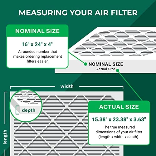 Filterbuy 16x24x4 Air Filter MERV 11 Allergen Defense (2-Pack), Pleated HVAC AC Furnace Air Filters Replacement (Actual Size: 15.38 X 23.38 X 3.63 Inches) 2 Filterbuy 16x24x4 Air Filter MERV 11 Allergen Defense (2-Pack), Pleated HVAC AC Furnace Air Filters Replacement (Actual Size: 15.38 X 23.38 X 3.63 Inches) - Image 2
