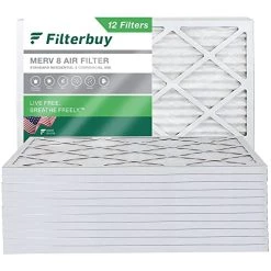 Filterbuy 20x22x1 Air Filter MERV 8 Dust Defense (12-Pack), Pleated HVAC AC Furnace Air Filters Replacement (Actual Size: 19.50 X 21.50 X 0.75 Inches)