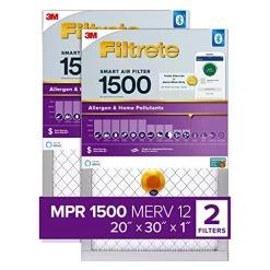 Filtrete 20x30x1 Smart Air Filter, MPR 1500 MERV 12, 1-Inch Allergen, Bacteria And Virus Air Filters For ACs And Furnaces, 2 Filters