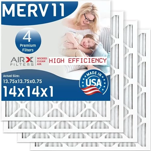 AIRX FILTERS WICKED CLEAN AIR. 14x14x1 Air Filter MERV 11 Electrostatic Pleated Air Conditioner Filter 4 Pack HVAC AC Furnace Filters 1 AIRX FILTERS WICKED CLEAN AIR. 14x14x1 Air Filter MERV 11 Electrostatic Pleated Air Conditioner Filter 4 Pack HVAC AC Furnace Filters