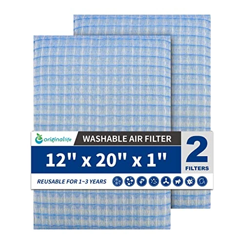 Originallife Washable Reusable HVAC | AC | Air Conditioner | Furnace Air Filter Replacement 12x20x1 MERV 8, 2-pack 1 Originallife Washable Reusable HVAC | AC | Air Conditioner | Furnace Air Filter Replacement 12x20x1 MERV 8, 2-pack