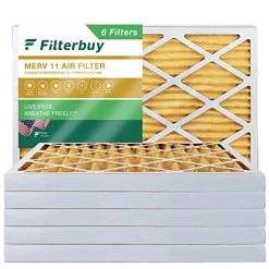 Filterbuy 16x30x2 Air Filter MERV 11 Allergen Defense (6-Pack), Pleated HVAC AC Furnace Air Filters Replacement (Actual Size: 15.75 X 29.75 X 1.75 Inches)
