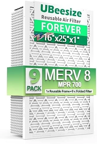 UBeesize Reusable Air Filter 20x20x1 (9-Pack), MERV 13 MPR 1800 AC/HVAC Furnace Filters,Deep Pleated Air Cleaner, (Actual Size 19.5" X 19.5" X 0.8"),1x Reusable ABS Frame+9 X Filter,Breathe Fresher 8 UBeesize Reusable Air Filter 20x20x1 (9-Pack), MERV 13 MPR 1800 AC/HVAC Furnace Filters,Deep Pleated Air Cleaner, (Actual Size 19.5" X 19.5" X 0.8"),1x Reusable ABS Frame+9 X Filter,Breathe Fresher - Image 8